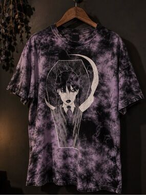 Women’s Wednesday Halloween Purple Cotton T-Shirt Top size Medium - Large
